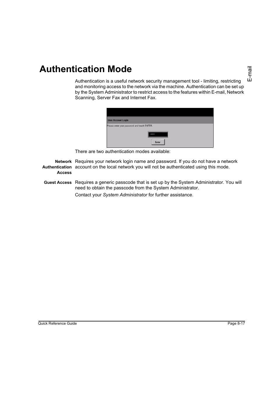 Authentication mode, Authentication mode -17 | Xerox WorkCentre M165-M175-3093 User Manual | Page 167 / 196