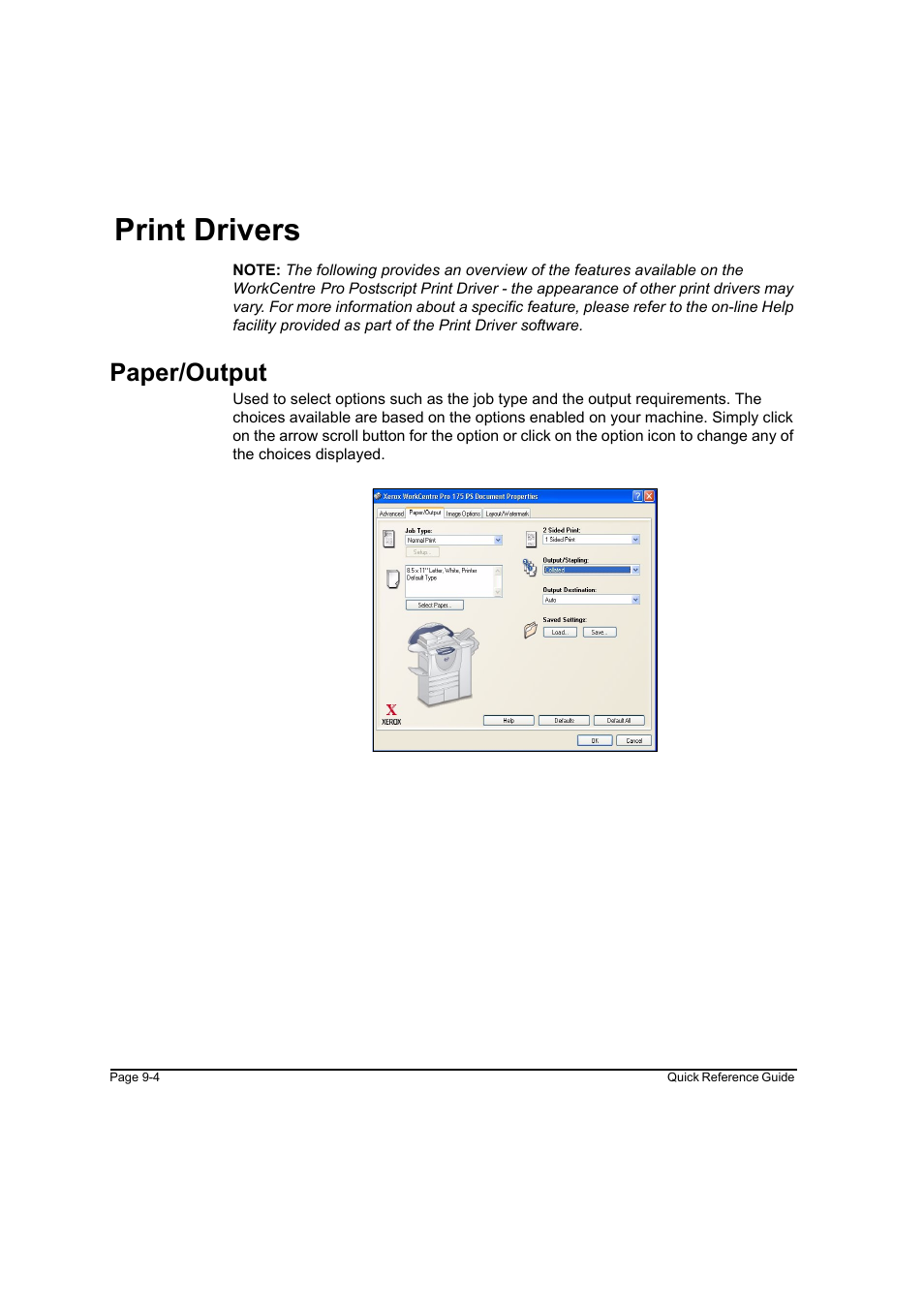 Print drivers, Paper/output, Print drivers -4 paper/output -4 | Xerox WorkCentre M165-M175-3093 User Manual | Page 172 / 196