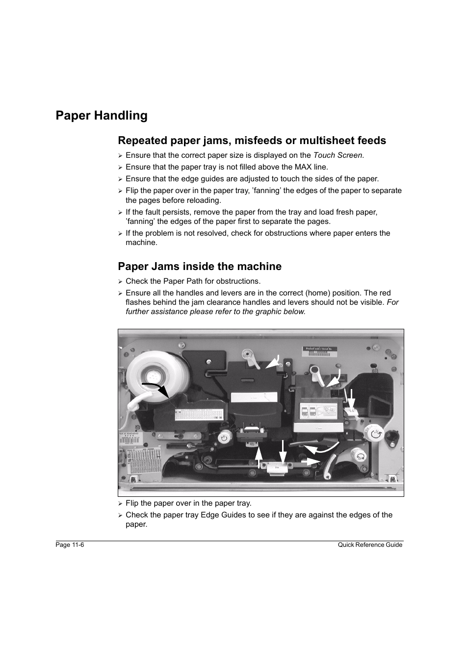 Paper handling, Repeated paper jams, misfeeds or multisheet feeds, Paper jams inside the machine | Paper handling -6 | Xerox WorkCentre M165-M175-3093 User Manual | Page 186 / 196