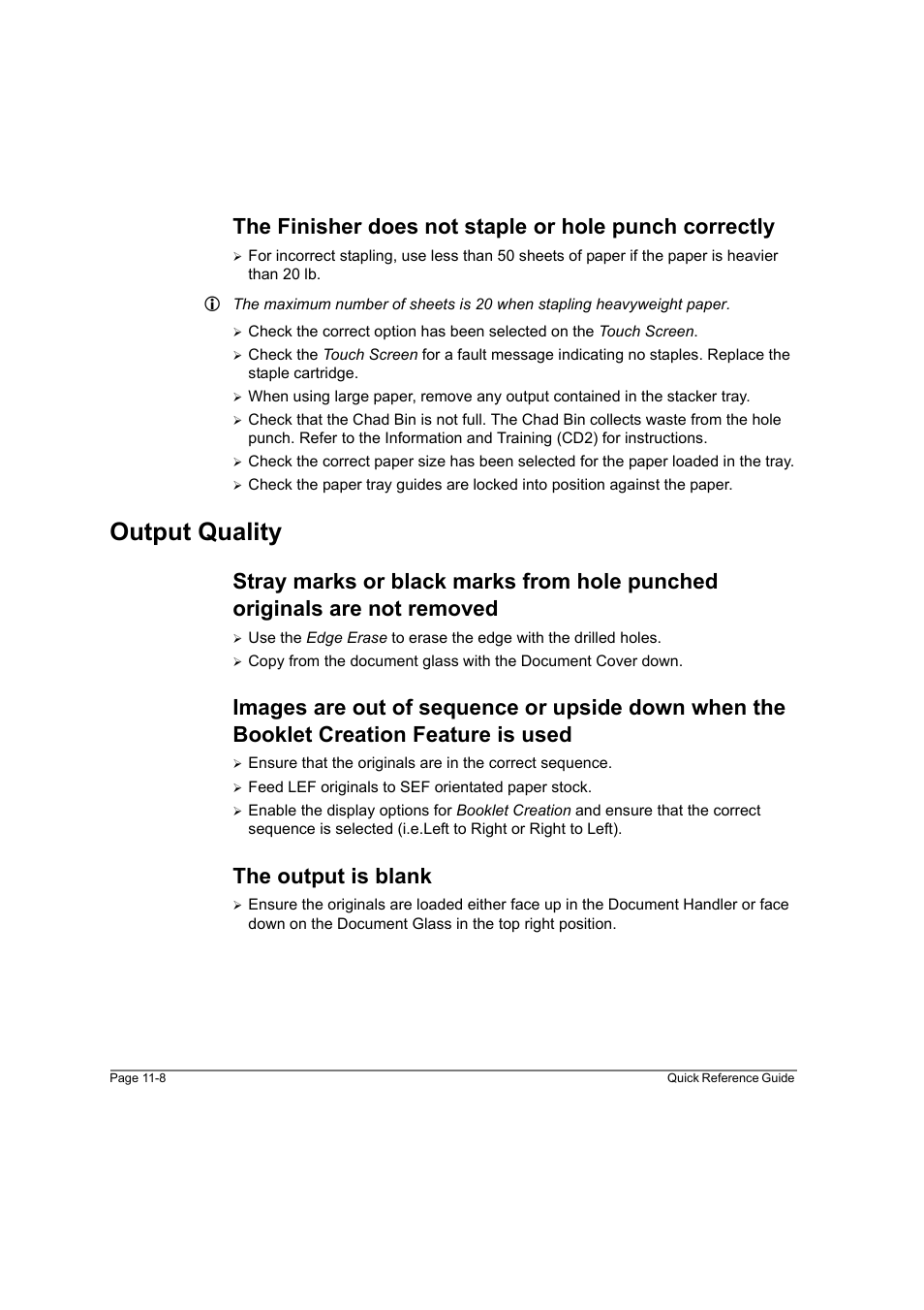 Output quality, The output is blank, Output quality -8 | Xerox WorkCentre M165-M175-3093 User Manual | Page 188 / 196