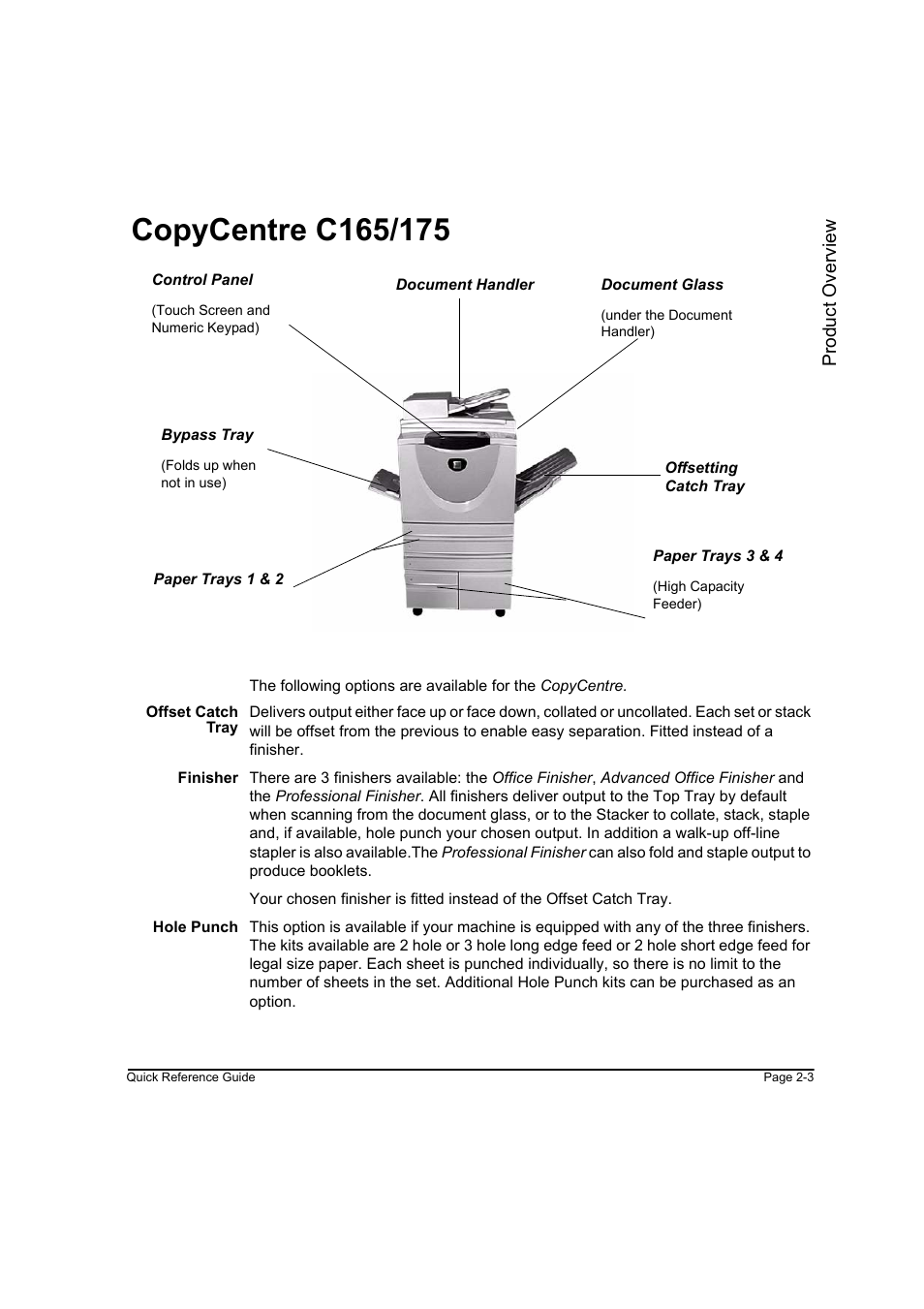 Copycentre c165/175, Copycentre c165/c175 -3, Copycentre c165/175 -3 | Product overview | Xerox WorkCentre M165-M175-3093 User Manual | Page 27 / 196