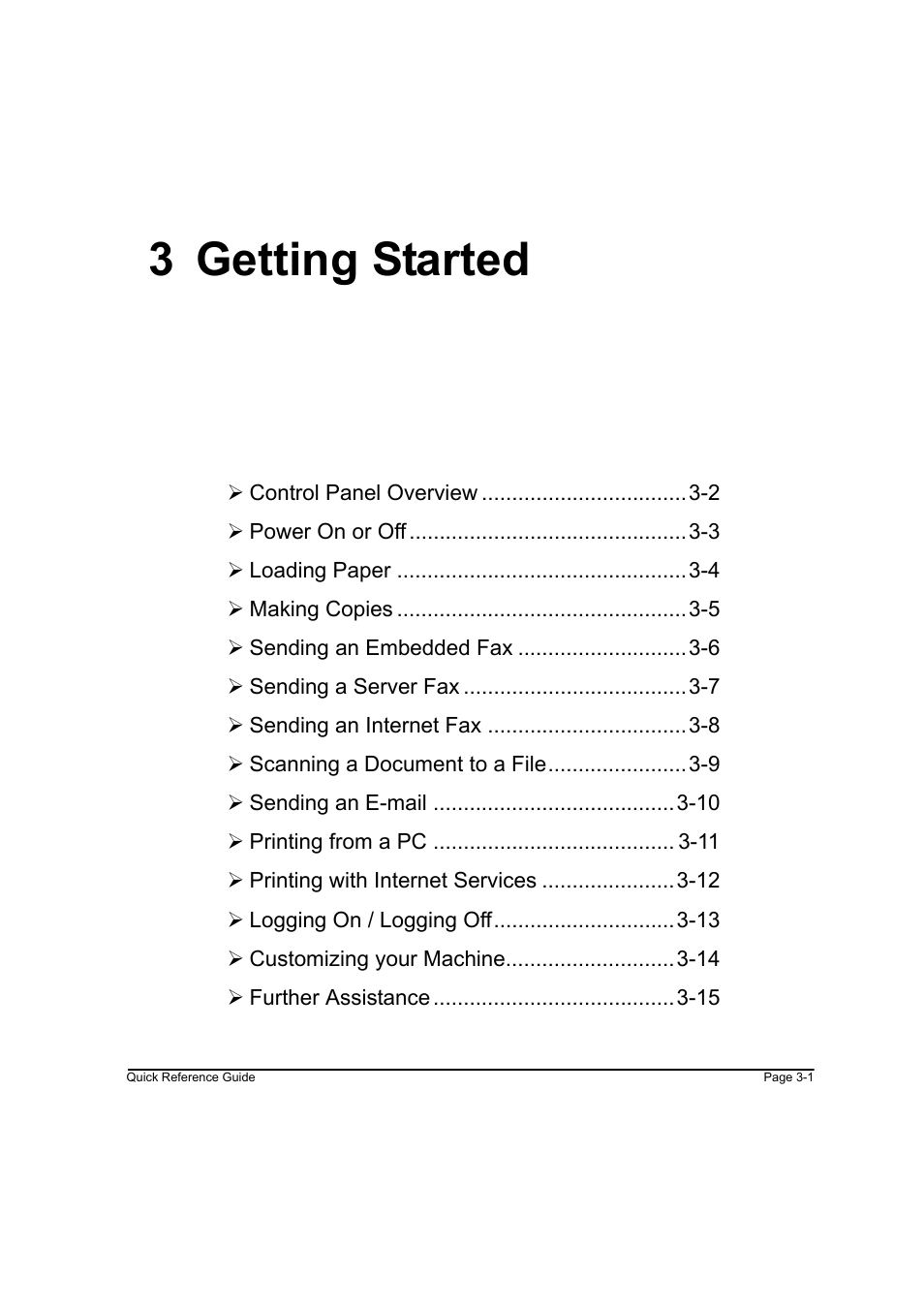 3 getting started, 3 getting started -1 | Xerox WorkCentre M165-M175-3093 User Manual | Page 33 / 196