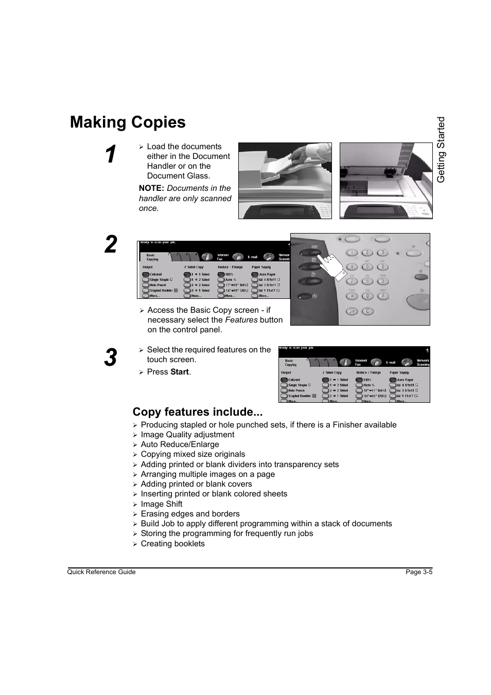 Making copies, Copy features include, Making copies -5 | Xerox WorkCentre M165-M175-3093 User Manual | Page 37 / 196