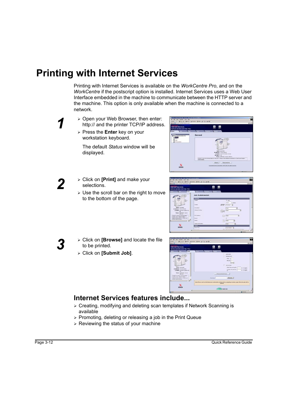 Printing with internet services, Internet services features include, Printing with internet services -12 | Xerox WorkCentre M165-M175-3093 User Manual | Page 44 / 196