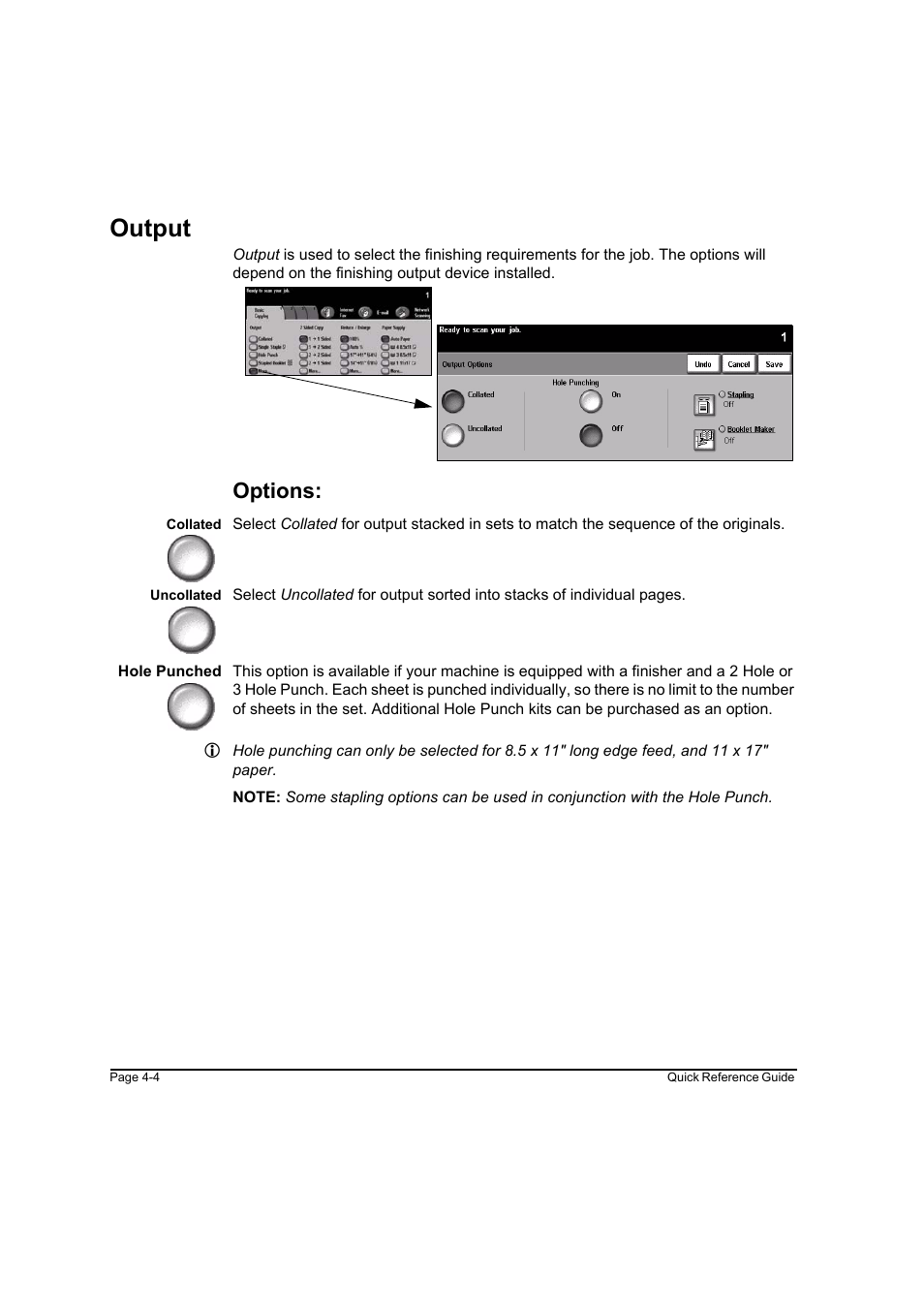 Output, Options, Output -4 | Xerox WorkCentre M165-M175-3093 User Manual | Page 52 / 196