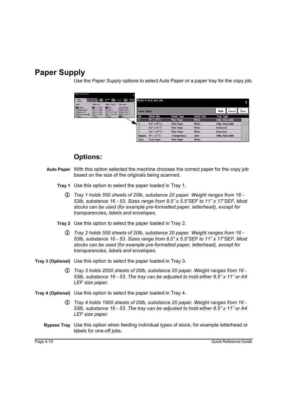 Paper supply, Options, Paper supply -10 | Xerox WorkCentre M165-M175-3093 User Manual | Page 58 / 196