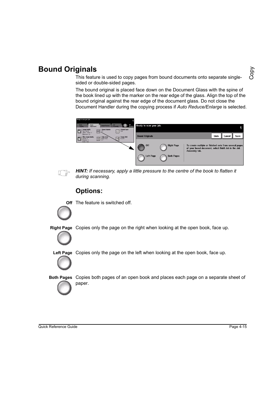 Bound originals, Options, Bound originals -15 | Xerox WorkCentre M165-M175-3093 User Manual | Page 63 / 196