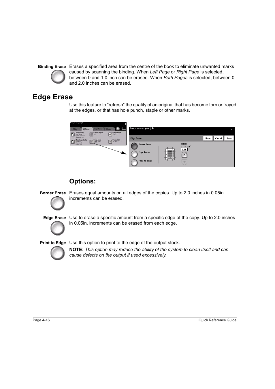 Edge erase, Options, Edge erase -16 | Xerox WorkCentre M165-M175-3093 User Manual | Page 64 / 196