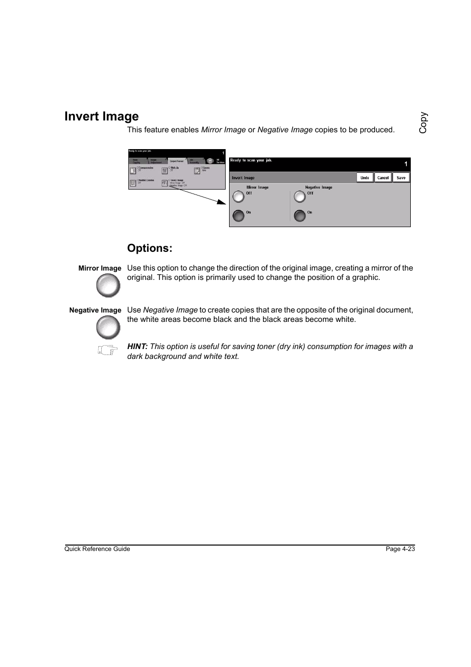 Invert image, Options, Invert image -23 | Xerox WorkCentre M165-M175-3093 User Manual | Page 71 / 196