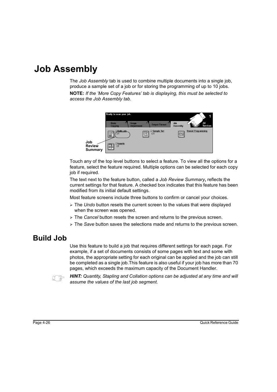 Job assembly, Build job, Job assembly -26 build job -26 | Job assembly -26 | Xerox WorkCentre M165-M175-3093 User Manual | Page 74 / 196