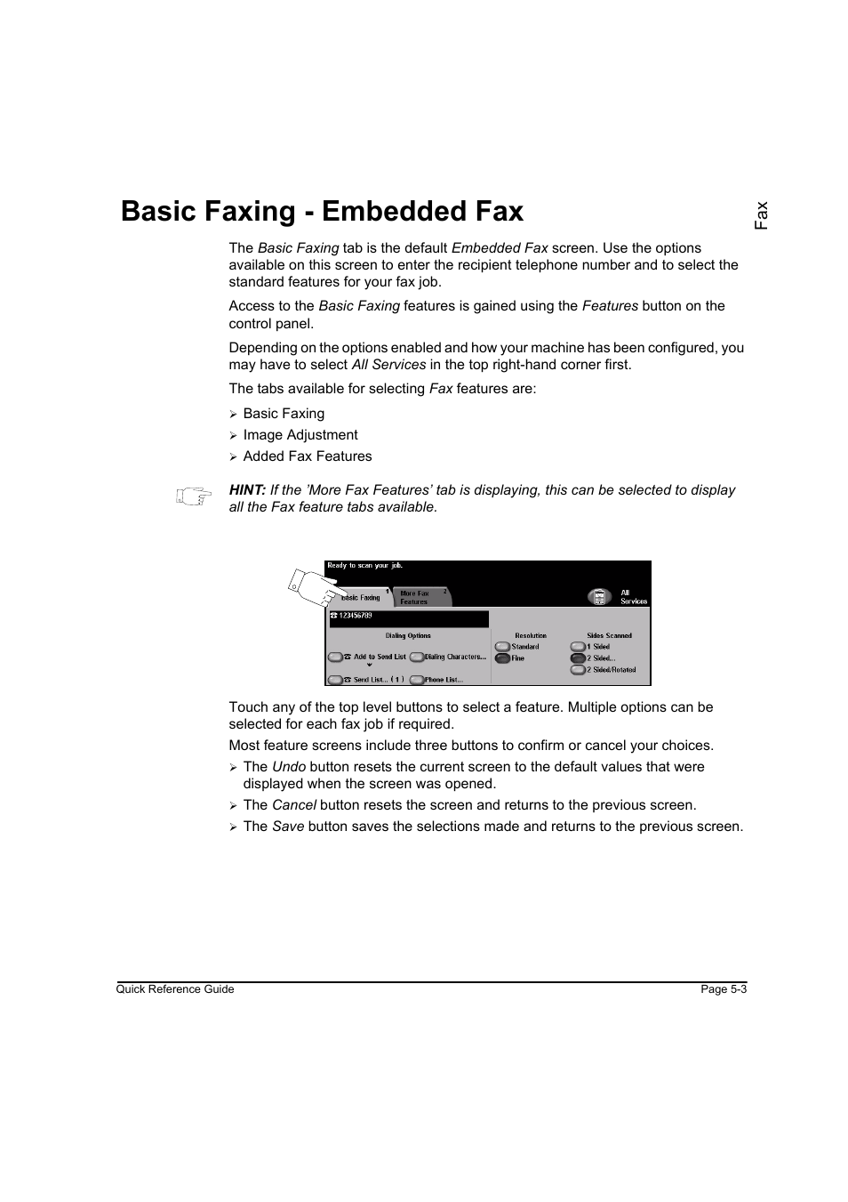 Basic faxing - embedded fax, Basic faxing - embedded fax -3, Fa x | Xerox WorkCentre M165-M175-3093 User Manual | Page 83 / 196