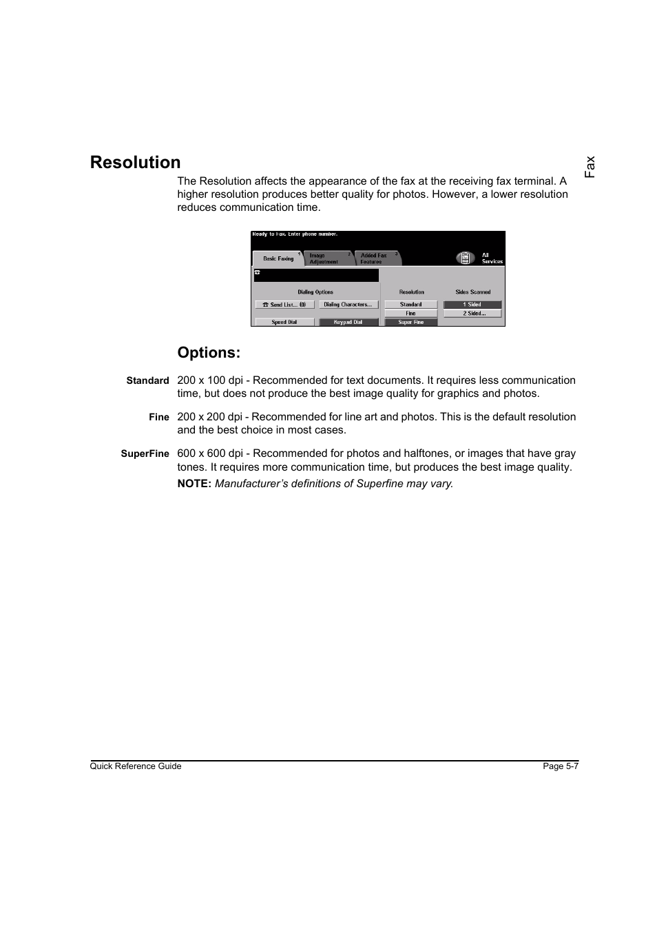 Resolution, Options, Resolution -7 | Xerox WorkCentre M165-M175-3093 User Manual | Page 87 / 196