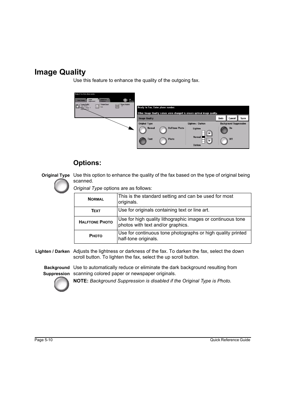 Image quality, Options, Image quality -10 | Xerox WorkCentre M165-M175-3093 User Manual | Page 90 / 196