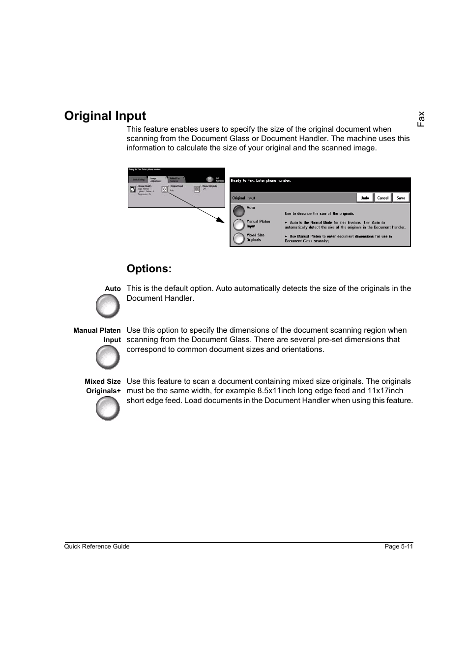 Original input, Options, Original input -11 | Xerox WorkCentre M165-M175-3093 User Manual | Page 91 / 196