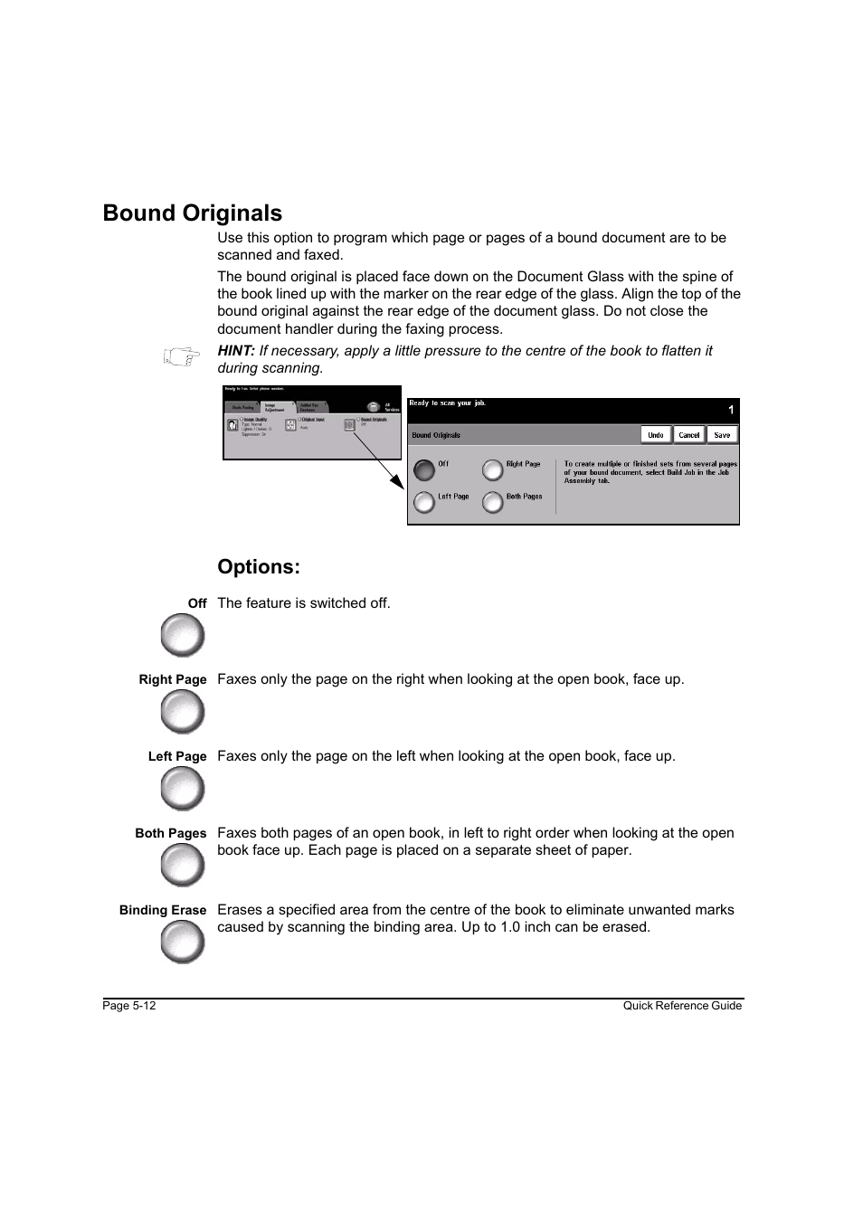 Bound originals, Options, Bound originals -12 | Xerox WorkCentre M165-M175-3093 User Manual | Page 92 / 196