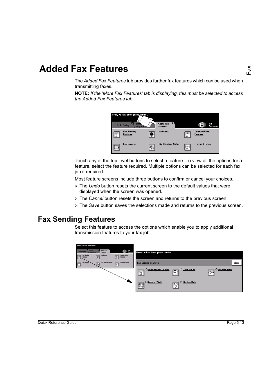 Added fax features, Fax sending features, Added fax features -13 fax sending features -13 | Added fax features -13 | Xerox WorkCentre M165-M175-3093 User Manual | Page 93 / 196