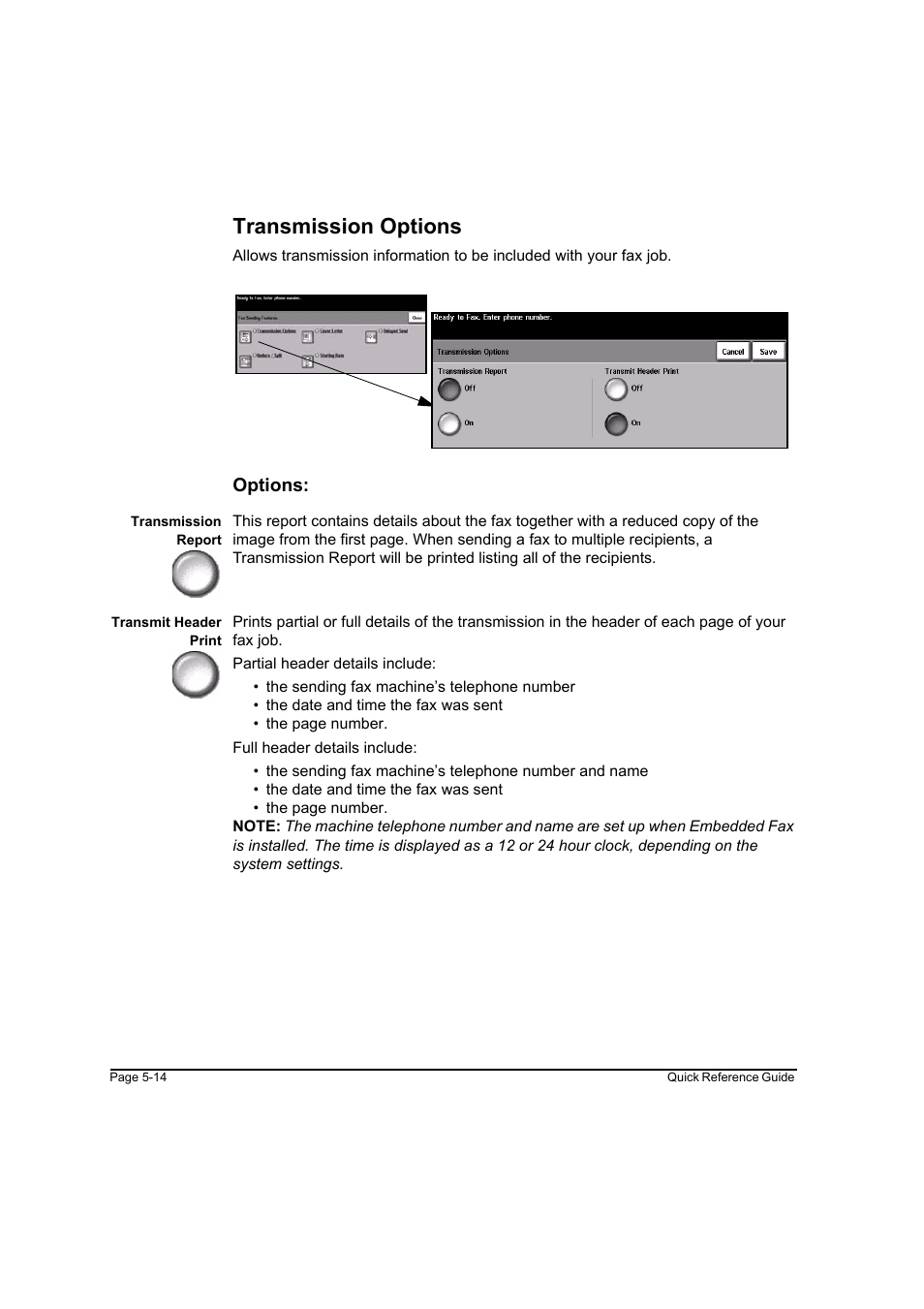 Transmission options, Options | Xerox WorkCentre M165-M175-3093 User Manual | Page 94 / 196