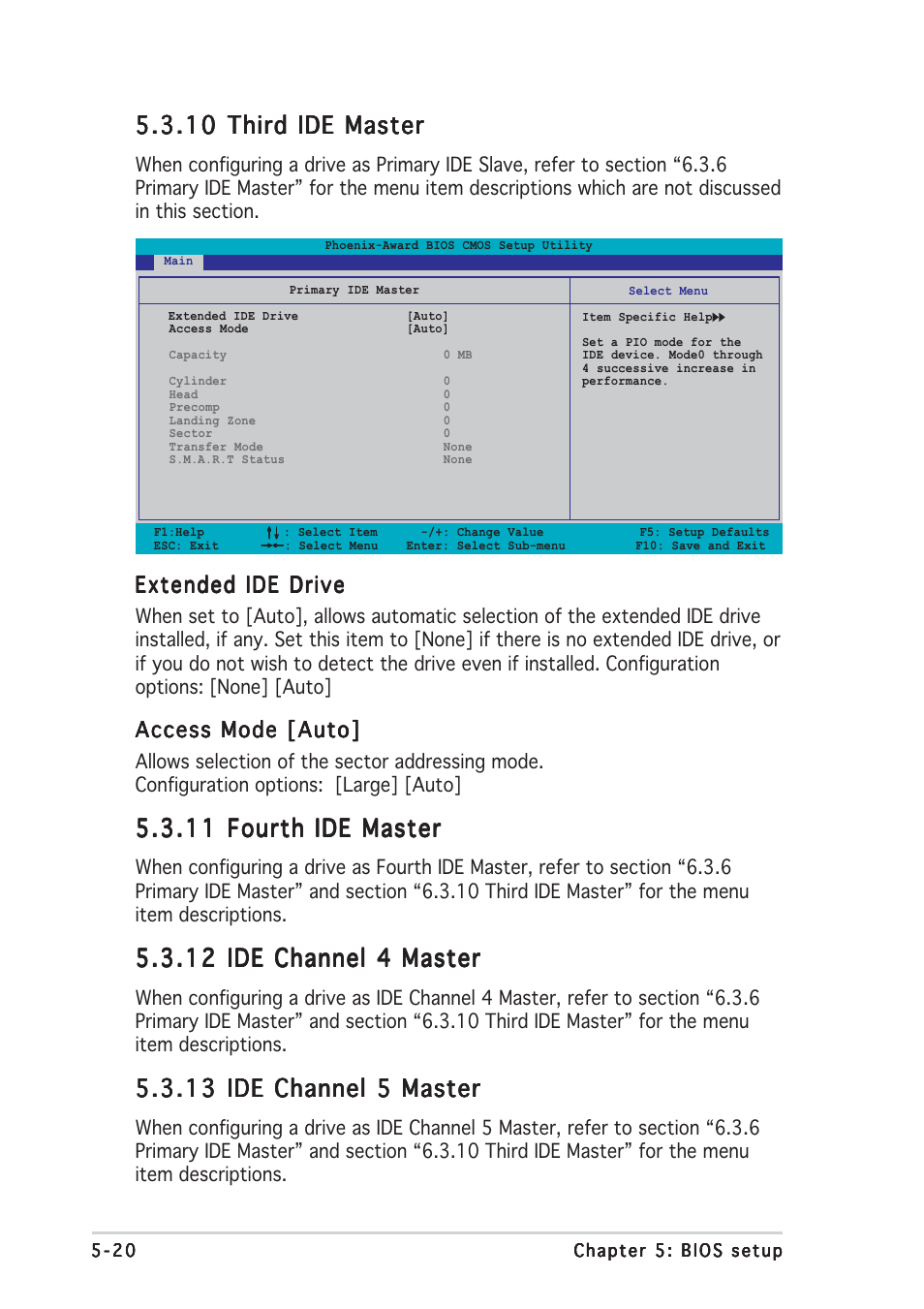 Extended ide drive, Access mode [auto | Asus TW510-E2 User Manual | Page 100 / 162