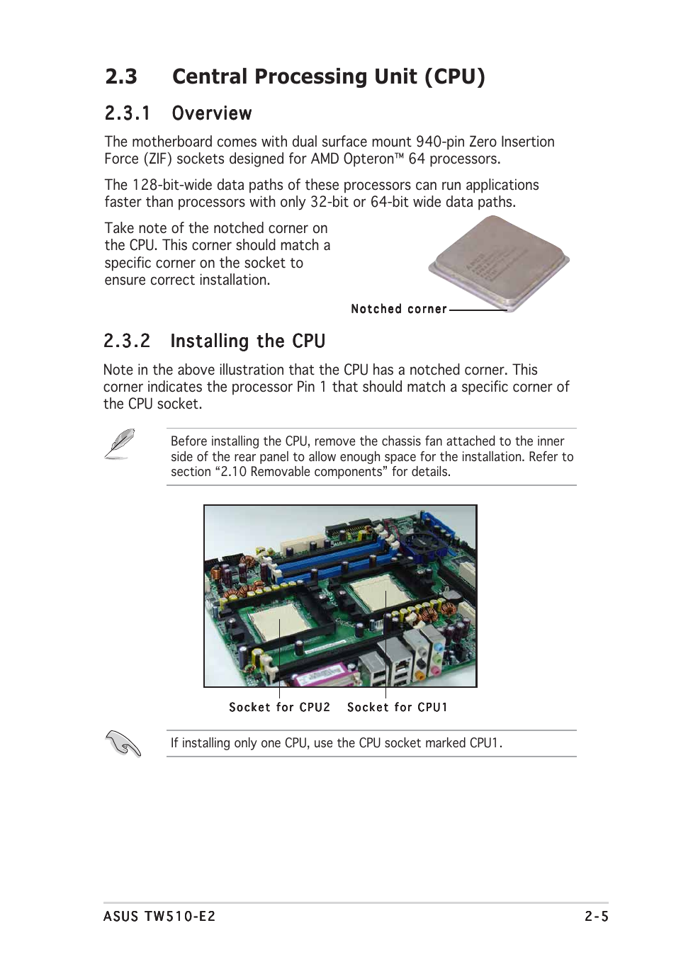 3 central processing unit (cpu), 1 overview overview overview overview overview | Asus TW510-E2 User Manual | Page 23 / 162