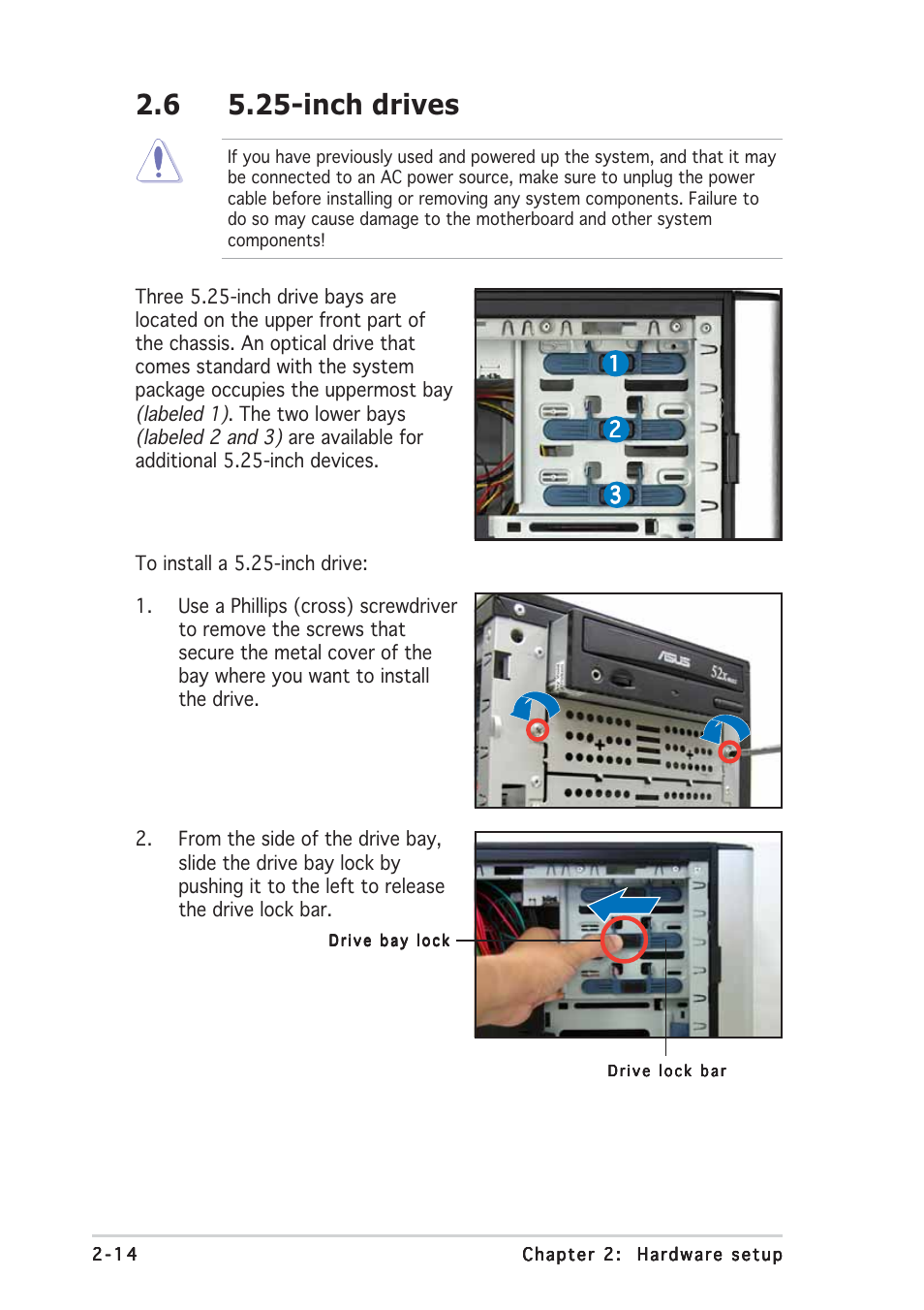 6 5.25-inch drives | Asus TW510-E2 User Manual | Page 32 / 162