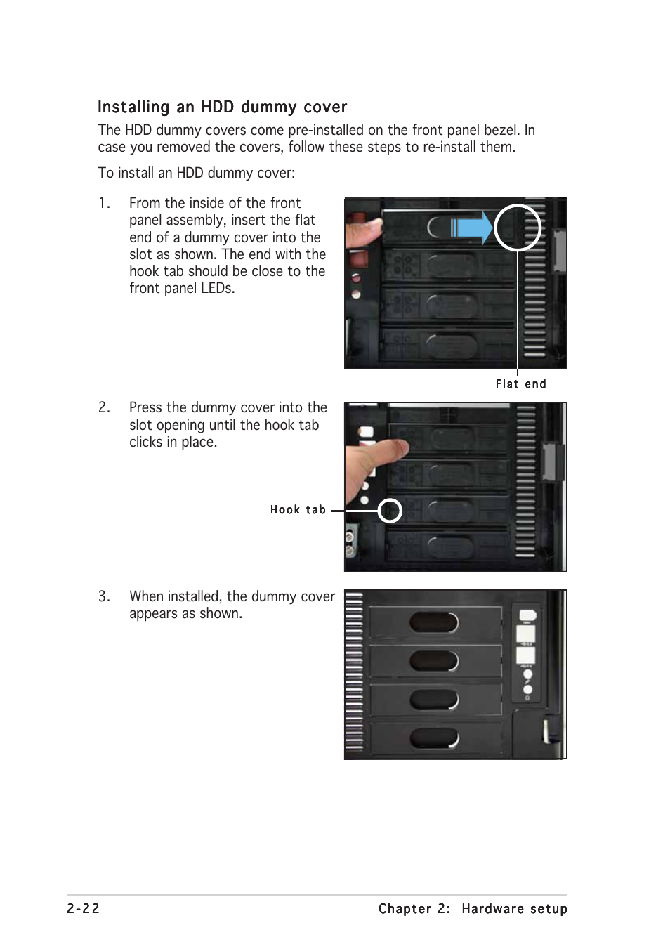 Installing an hdd dummy cover | Asus TW510-E2 User Manual | Page 40 / 162