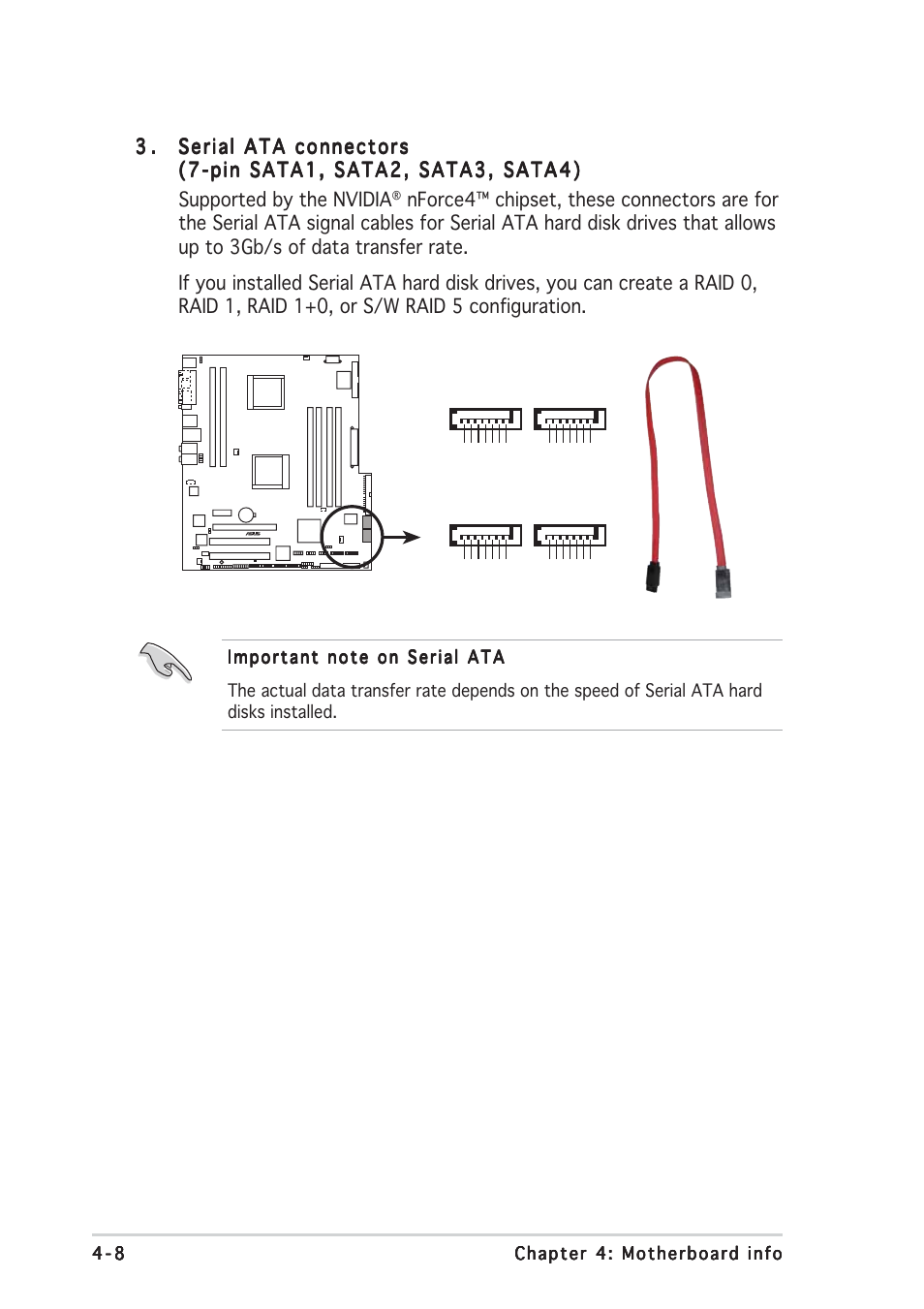 Sata4, Sata3, K8n-dl sata connectors sata2 | Sata1 | Asus TW510-E2 User Manual | Page 72 / 162