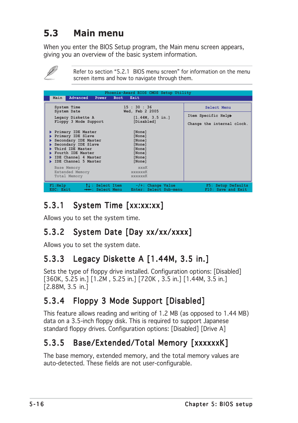 3 main menu | Asus TW510-E2 User Manual | Page 96 / 162