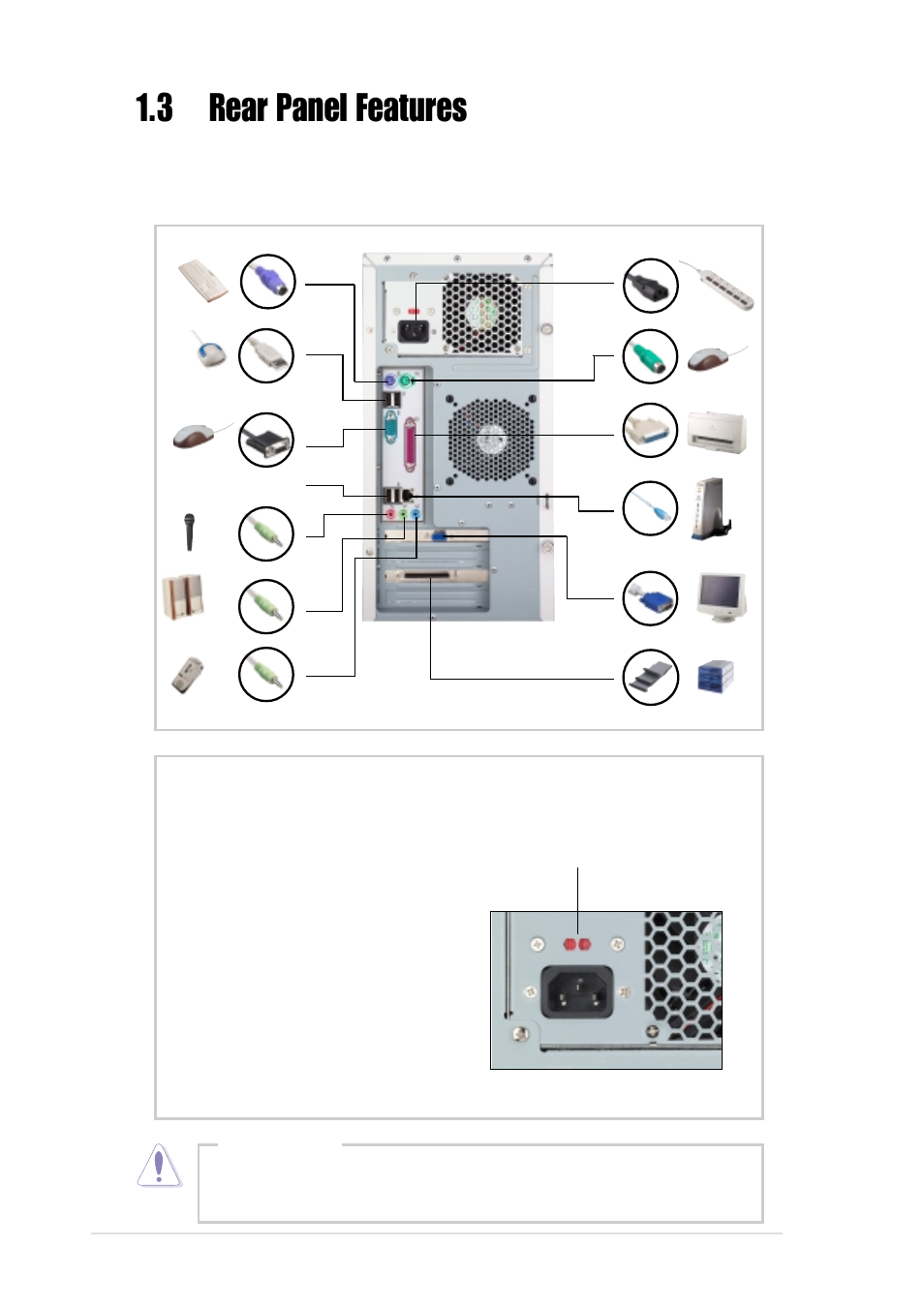 3 rear panel features, Voltage selector | Asus AP130-D5 User Manual | Page 16 / 40