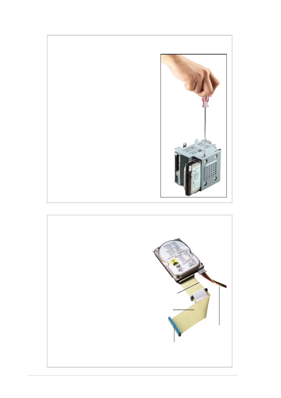 Install the hdd, Connect the cables | Asus AP130-D5 User Manual | Page 28 / 40