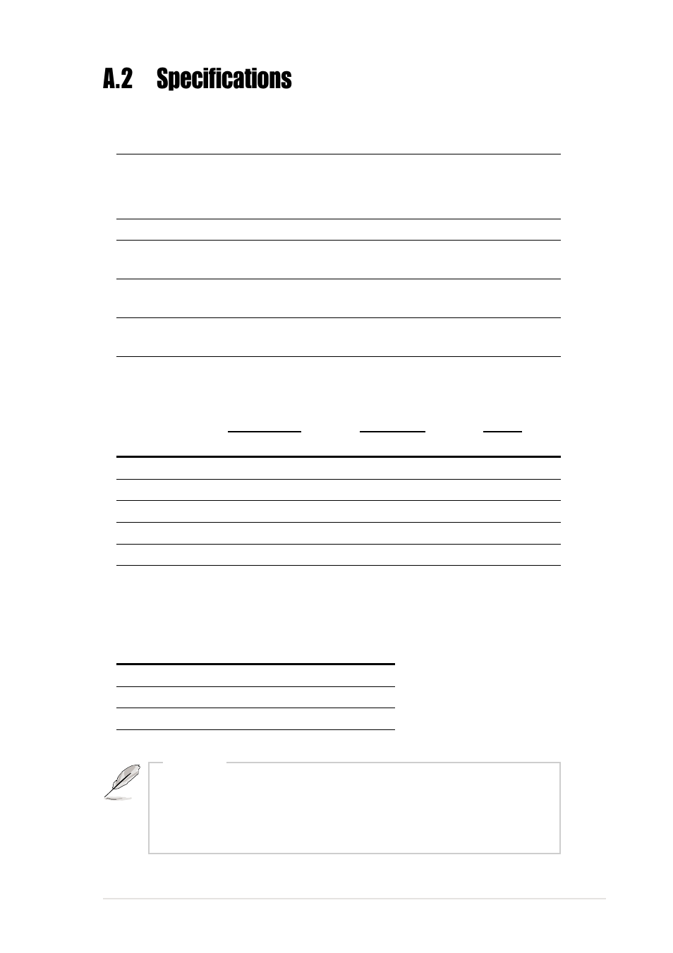 A.2 specifications, Input characteristics | Asus AP130-D5 User Manual | Page 35 / 40