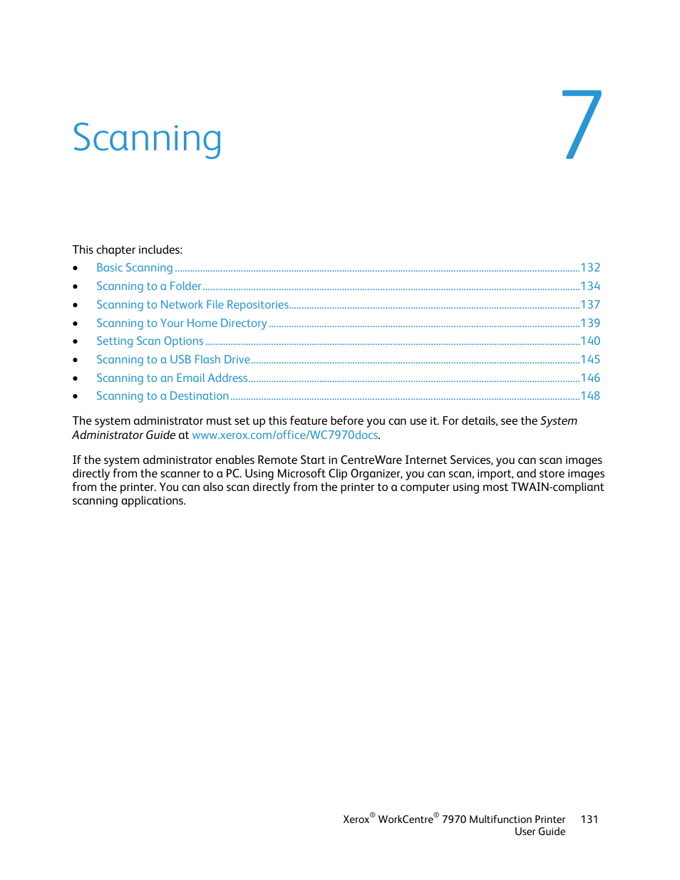 Scanning | Xerox WorkCentre 7970-3795 User Manual | Page 131 / 316