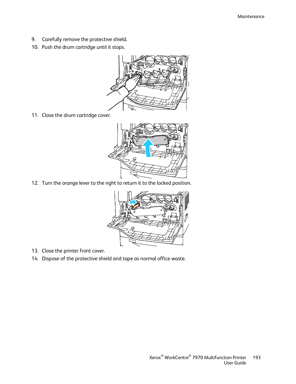 Replacing the transfer belt cleaner | Xerox WorkCentre 7970-3795 User Manual | Page 193 / 316