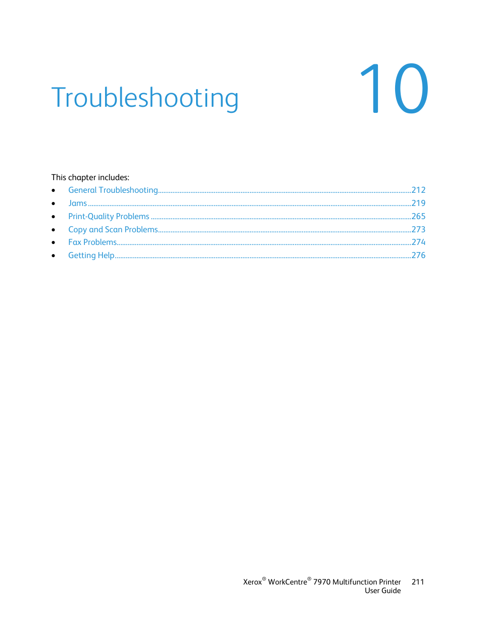 Troubleshooting | Xerox WorkCentre 7970-3795 User Manual | Page 211 / 316