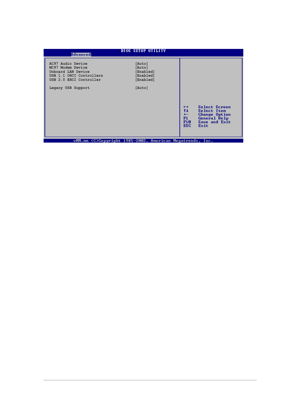 Southbridge configuration ac97 audio device [auto, Mc97 audio device [auto, Onboard lan device [enabled | Usb 1.1 ohci controllers [enabled, Usb 2.0 ehci controller [enabled, Legacy usb support [auto | Asus Terminator 2 Barebone System T2-R User Manual | Page 101 / 120