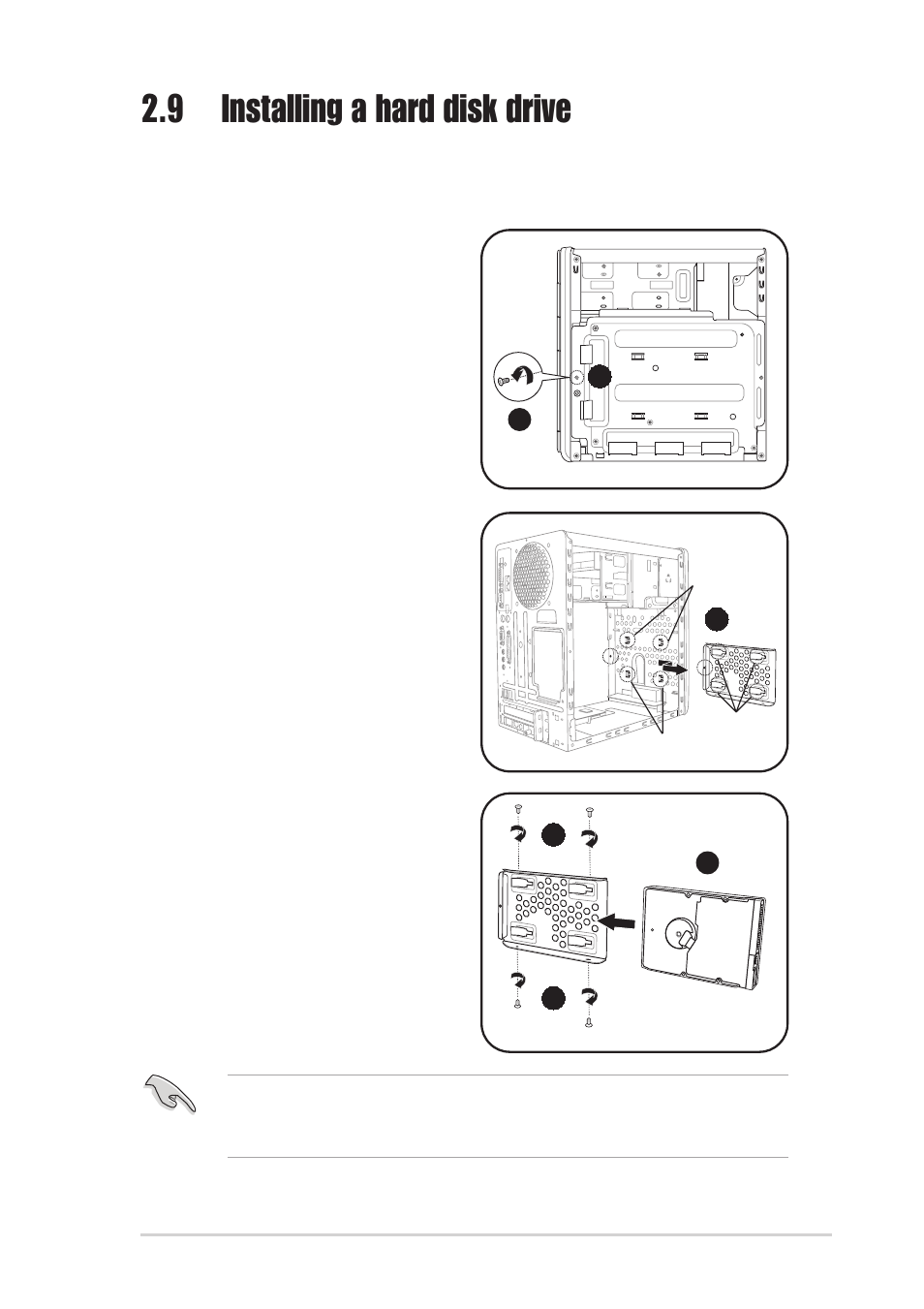 9 installing a hard disk drive | Asus Terminator 2 Barebone System T2-R User Manual | Page 35 / 120