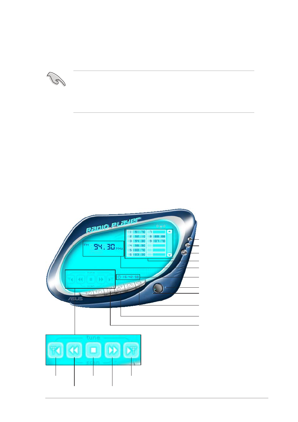 2 asus radio player, Launching the asus radio player | Asus Terminator 2 Barebone System T2-R User Manual | Page 51 / 120