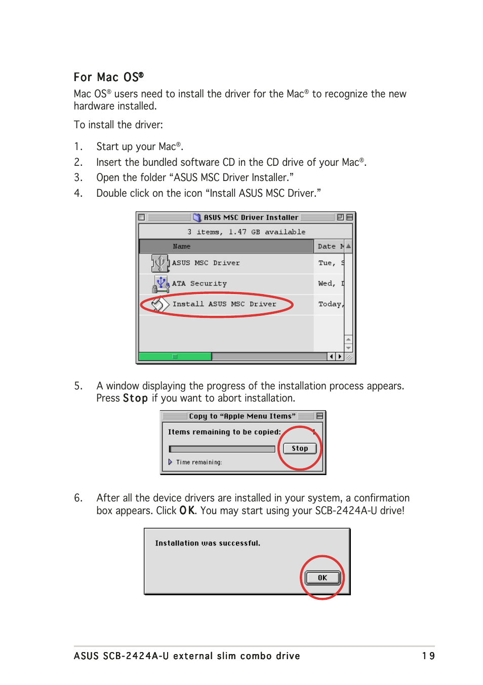 For mac os | Asus External Slim Combo Drive SCB-2424A-U User Manual | Page 19 / 28