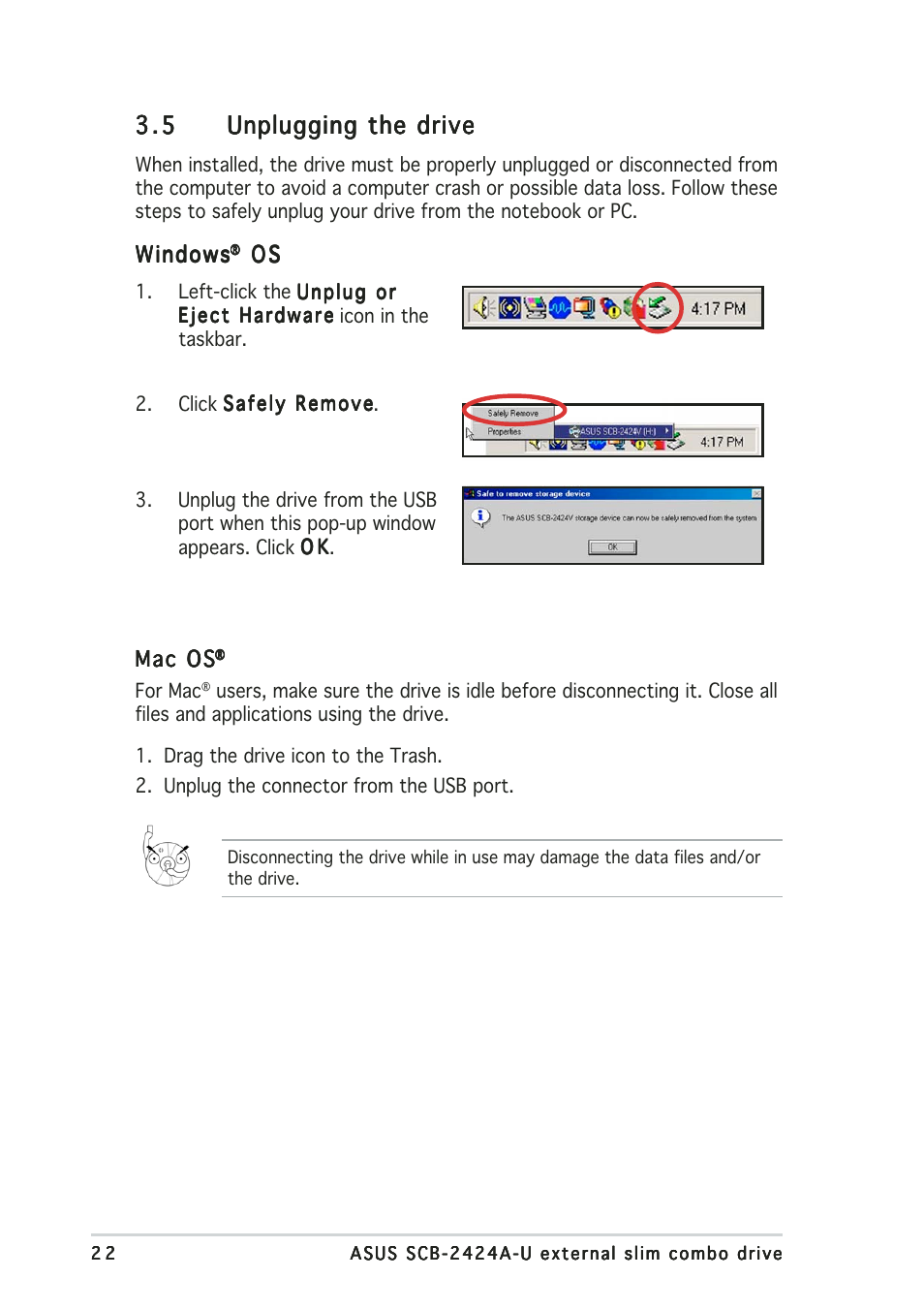 Asus External Slim Combo Drive SCB-2424A-U User Manual | Page 22 / 28