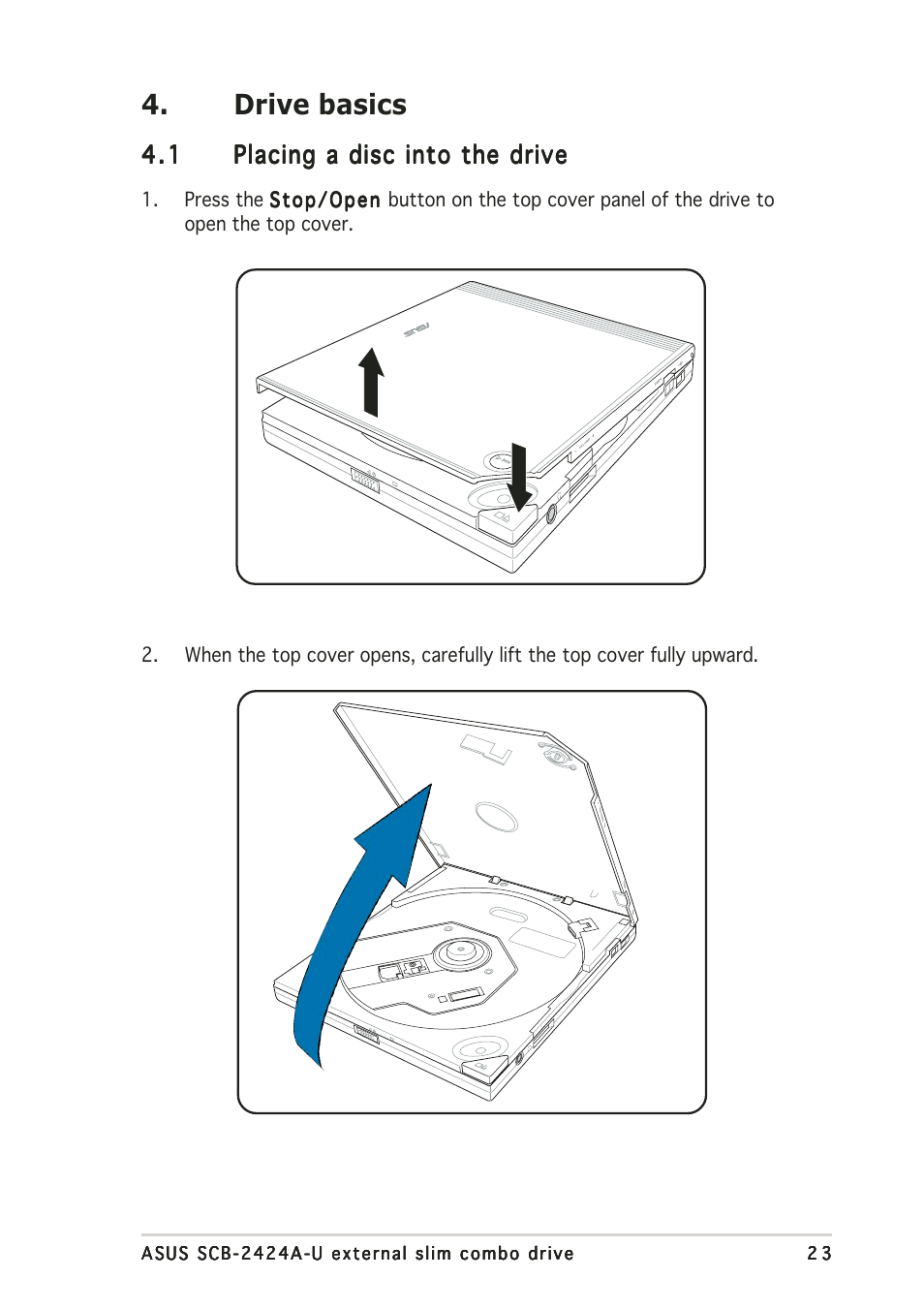 Drive basics | Asus External Slim Combo Drive SCB-2424A-U User Manual | Page 23 / 28