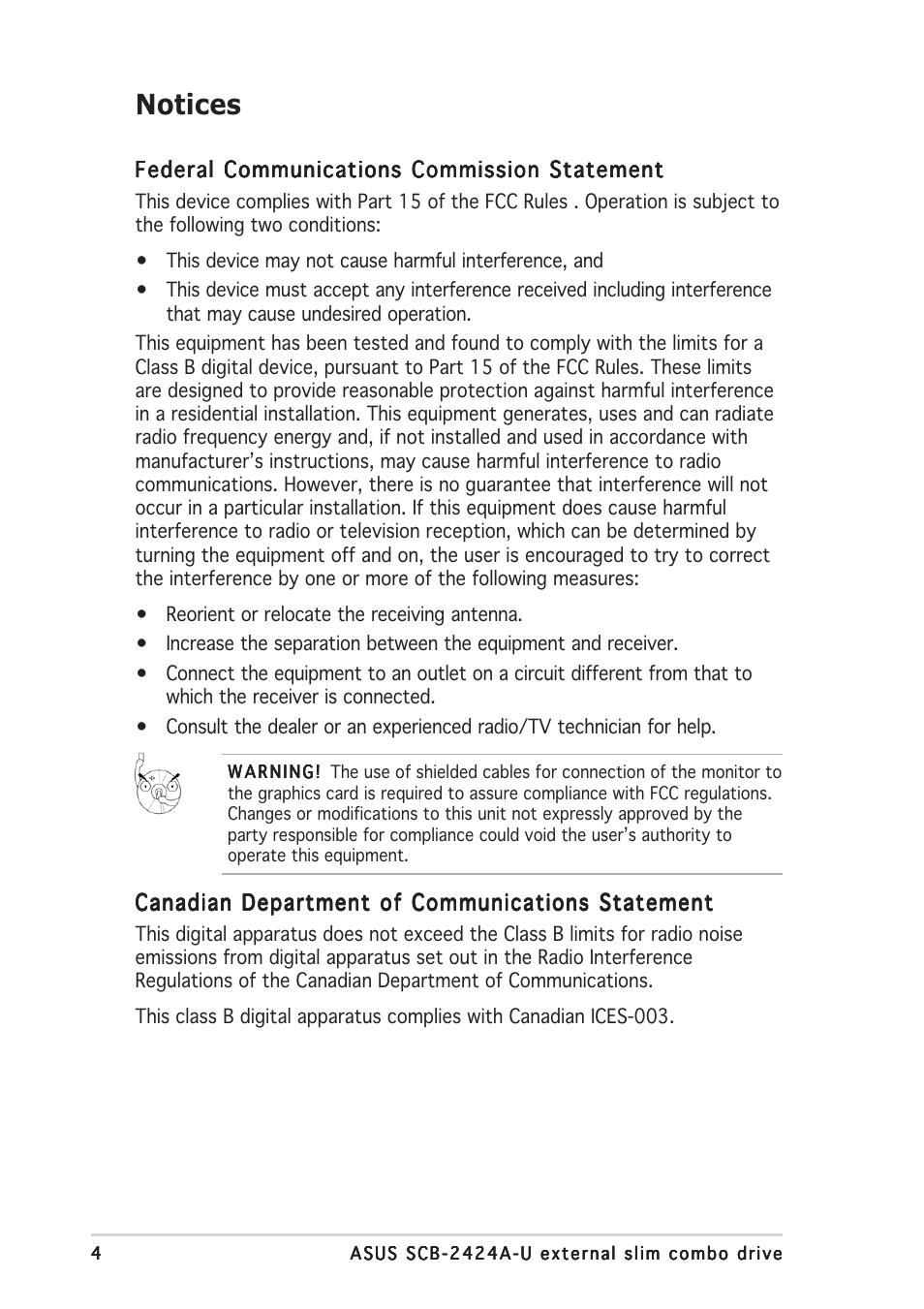 Notices | Asus External Slim Combo Drive SCB-2424A-U User Manual | Page 4 / 28