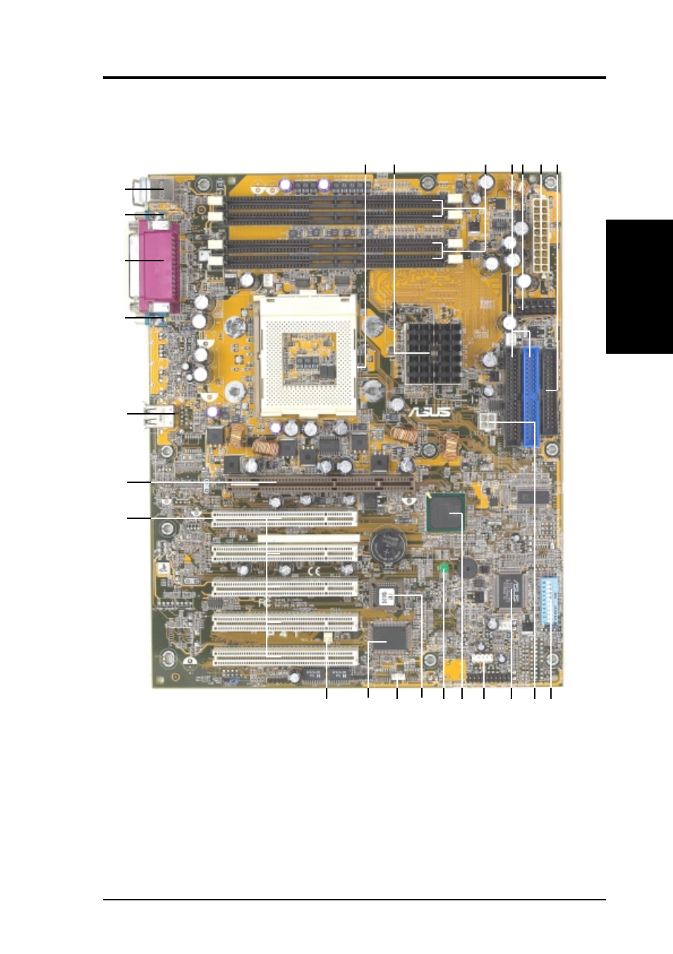 Features, 1 component locations | Asus 850 ATX P4T User Manual | Page 13 / 120