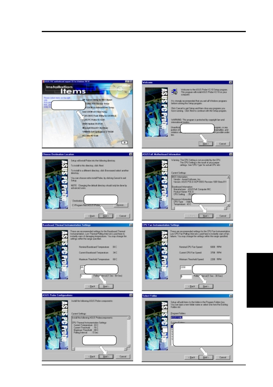 Software setup, 9 asus pc probe vx.xx | Asus 850 ATX P4T User Manual | Page 87 / 120