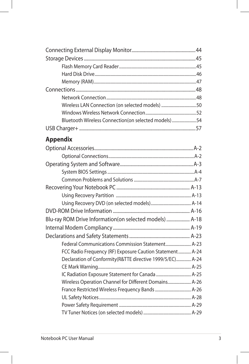 Appendix | Asus E7165 User Manual | Page 3 / 98