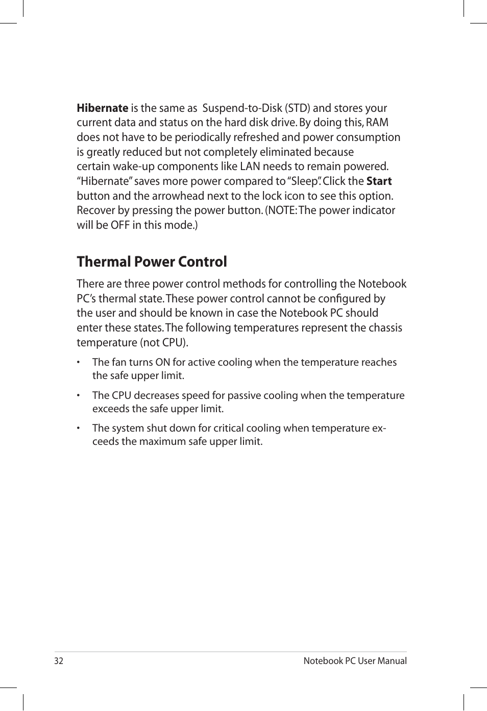 Thermal power control | Asus E7165 User Manual | Page 32 / 98