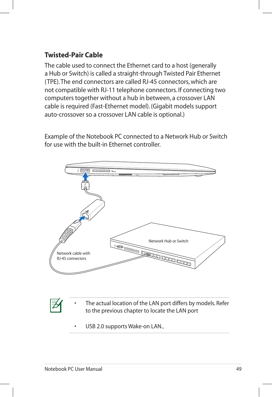 Twisted-pair cable | Asus E7165 User Manual | Page 49 / 98