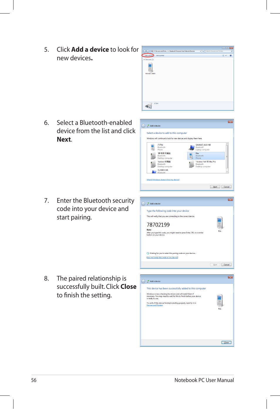 Asus E7165 User Manual | Page 56 / 98