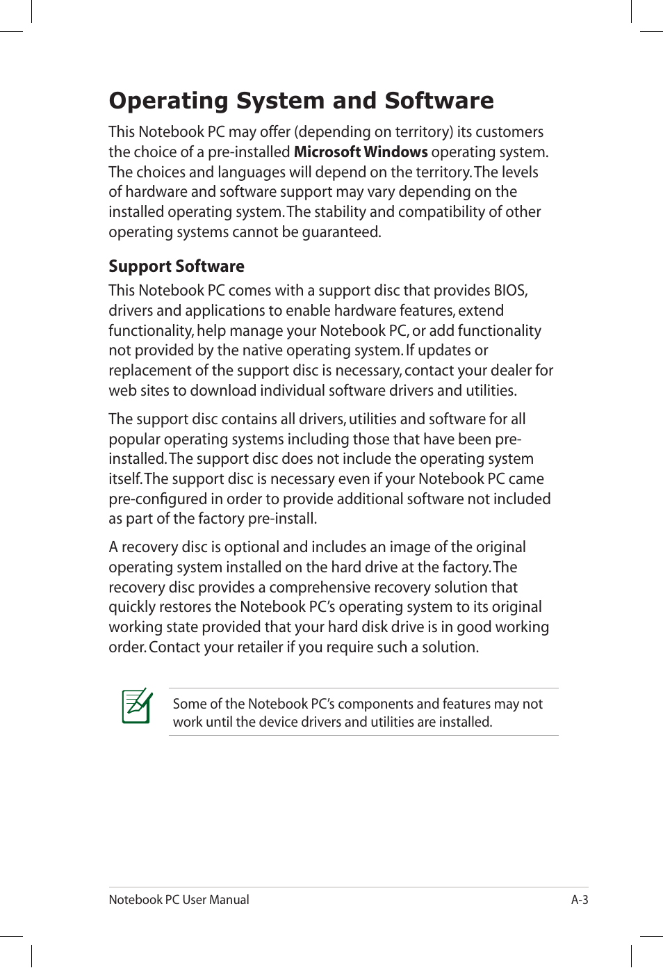 Operating system and software | Asus E7165 User Manual | Page 61 / 98