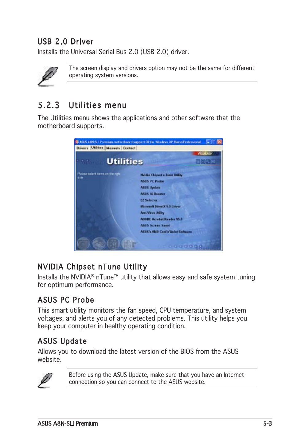 3 utilities menu | Asus Motherboard A8N-SLI Premium User Manual | Page 121 / 182