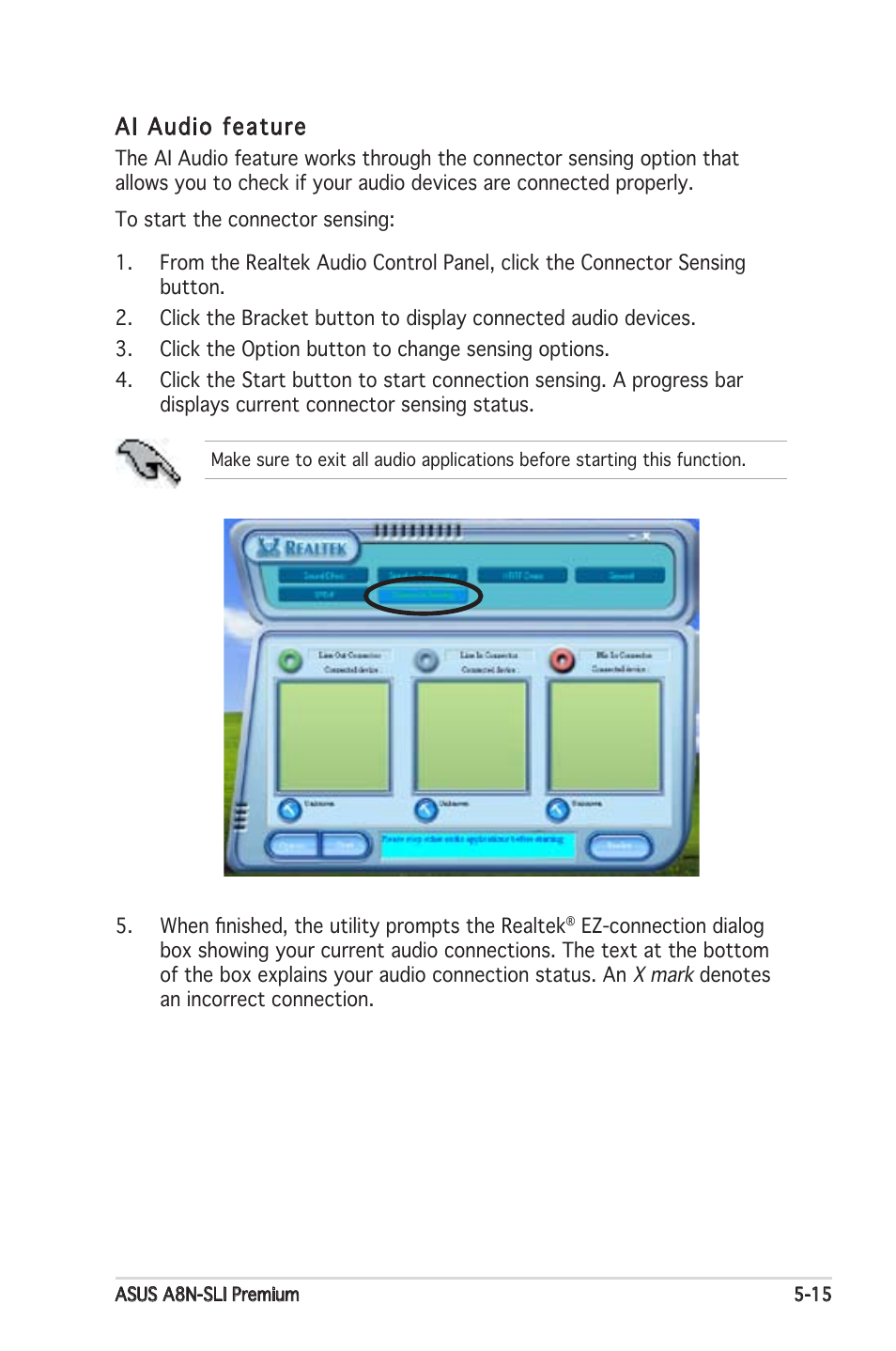 Ai audio feature | Asus Motherboard A8N-SLI Premium User Manual | Page 133 / 182