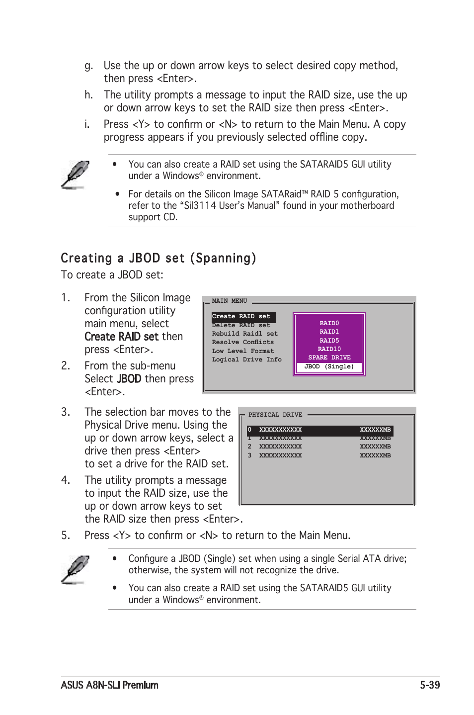 Creating a jbod set (spanning) | Asus Motherboard A8N-SLI Premium User Manual | Page 157 / 182